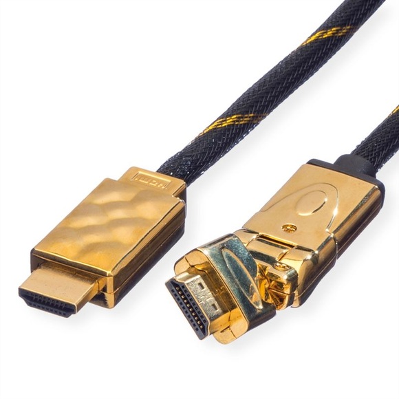 ROLINE GOLD HDMI High Speed Kabel mit Ethernet, drehbar, Retail Blister, 2 m