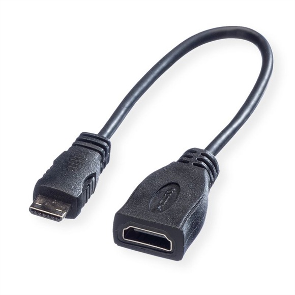 Roline HDMI Anschlusskabel HDMI-A Buchse, HDMI-Mini-C Stecker 0.15 m Schwarz 11.04.5586 Geschirmt HDMI-Kabel