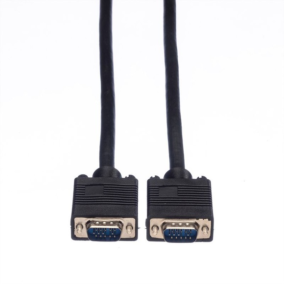 Value VGA Anschlusskabel VGA 15pol. Stecker 10.00 m Schwarz 11.99.5257 doppelt geschirmt, schraubbar VGA-Kabel