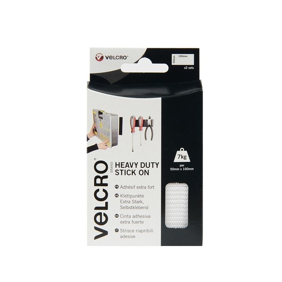 VELCRO® VEL-EC60240 Klettband zum Aufkleben Haft- und Flauschteil, extrastark (L x B) 100 mm x 50 mm Weiß 2 Paar