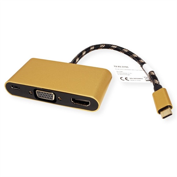 ROLINE GOLD Display Adapter USB Typ C - VGA / HDMI / C (PD)