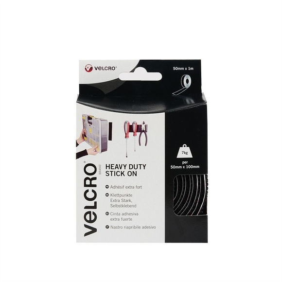 VELCRO® VEL-EC60241 Klettband zum Aufkleben Haft- und Flauschteil, extrastark (L x B) 1000 mm x 50 mm Schwarz 1 m