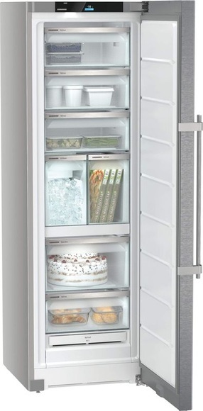 LIEBHERR Gefrierschrank freistehend Peak FNsdd 5297 Edelstahlfront und silber