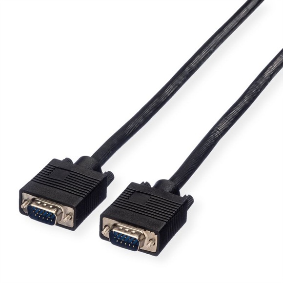 Value VGA Anschlusskabel VGA 15pol. Stecker 2.00 m Schwarz 11.99.5252 doppelt geschirmt, schraubbar VGA-Kabel