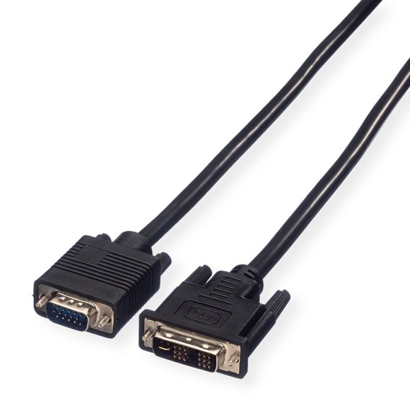 Value VGA / DVI Anschlusskabel VGA 15pol. Stecker, DVI-A 12+5pol. Stecker 3.00 m Schwarz 11.99.5430 schraubbar