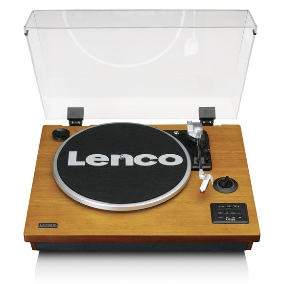 LENCO LS 55 - Plattenspieler (Walnuss/Schwarz/Transparent)