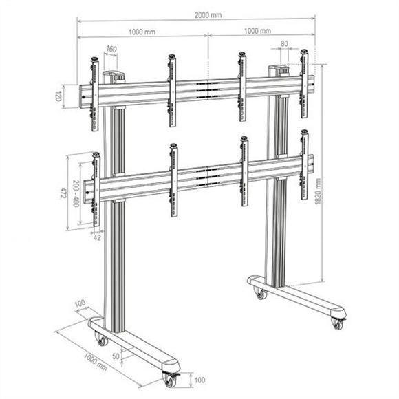 Hagor HA-VWT 2 x 2 Landscape, Videowall-Trolley
