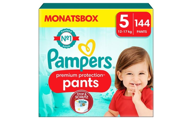 Pampers Premium Protection Pants, Gr. 5, 12-17kg, Monatsbox (1x 144 Windeln)