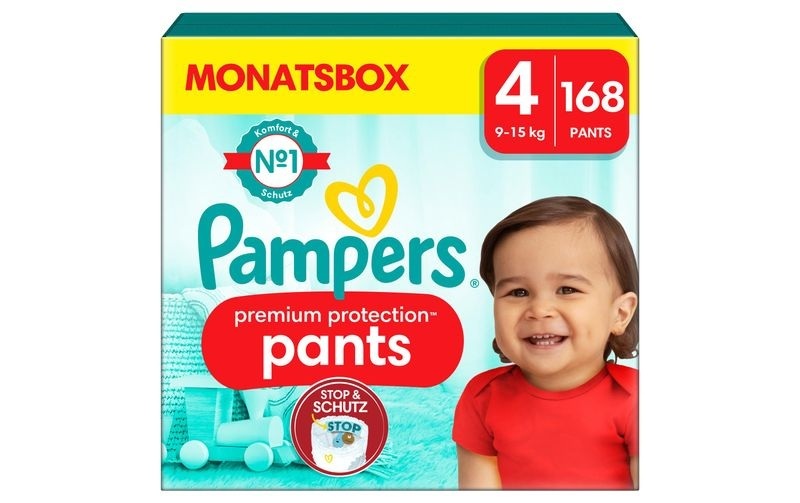 Pampers Premium Protection Pants, Gr. 4, 9-15kg, Monatsbox (1x 168 Windeln)