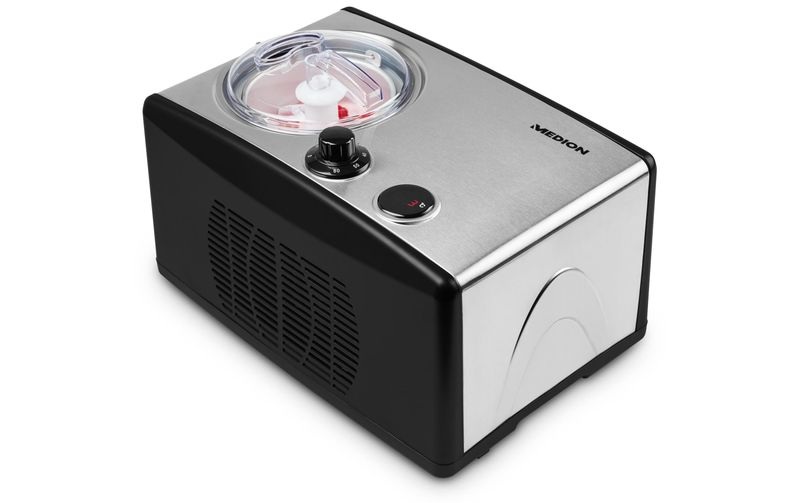 Medion Glacemaschine MD 18387 0.8 l, Schwarz/Silber