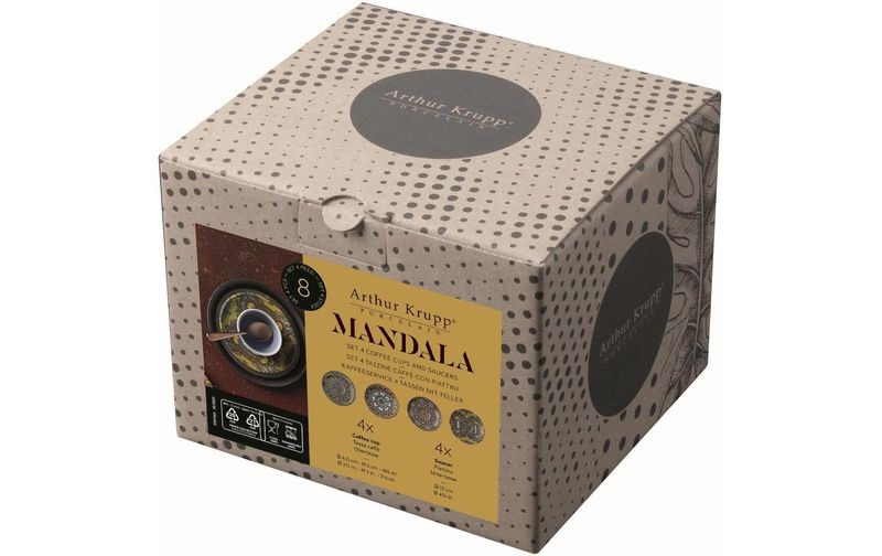 Arthur Krupp Espresso Becher Mandala 100 ml, 4 Stück, Mehrfarbig