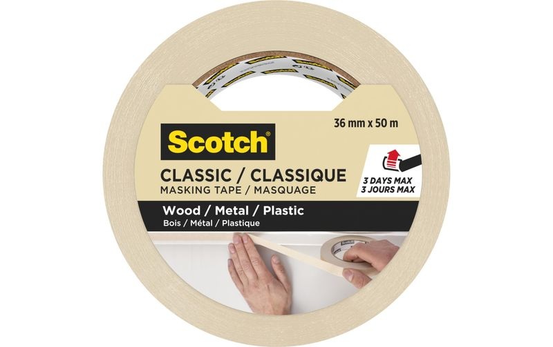 3M Malerabdeckband Scotch Classic 3650 36 mm x 50 m, Beige