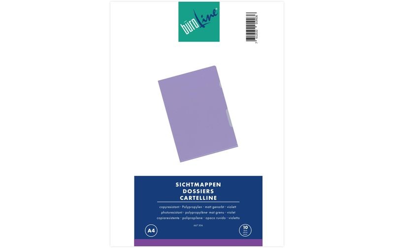 BÜROLINE Sichtmappen PP A4 667306 violett, matt 10 Stück
