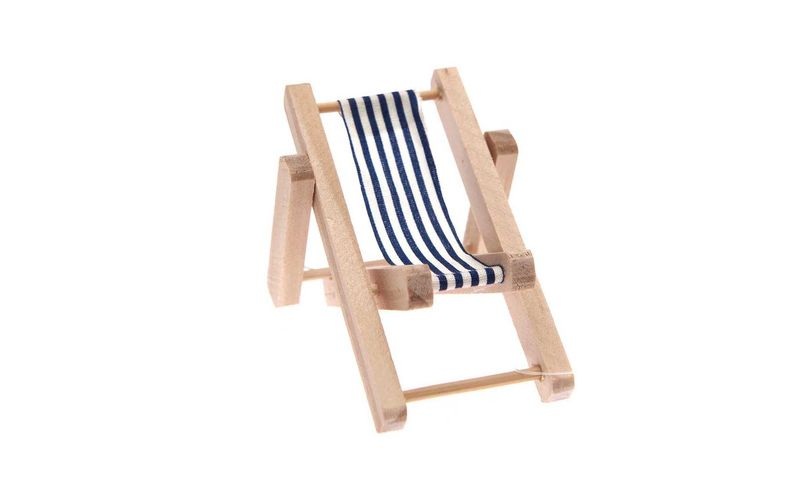 RICO DESIGN - Mini-Möbel Liegestuhl 5.5 x 8 cm, Blau-Weiss