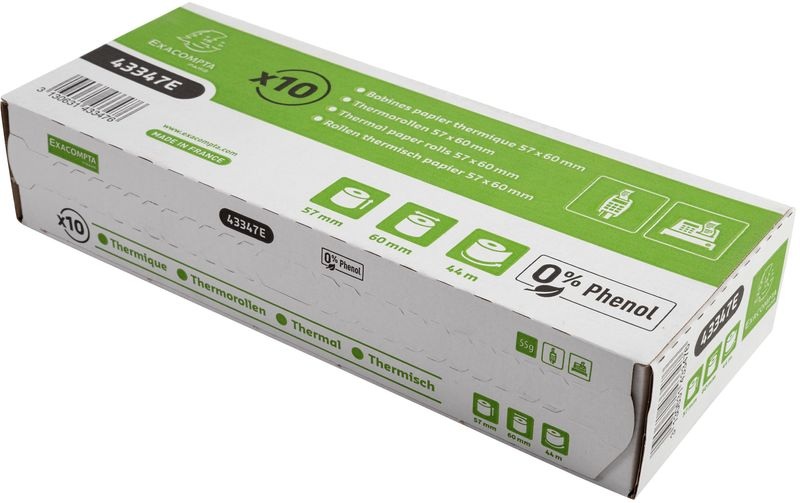 EXACOMPTA Rolle Thermopapier 10Stk. 43347E 57x60mmx44m für Kasse