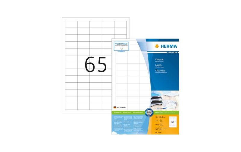 Hema HERMA Etiketten A4 weiss 38,1x21,2 mm Papier matt 13000 St.