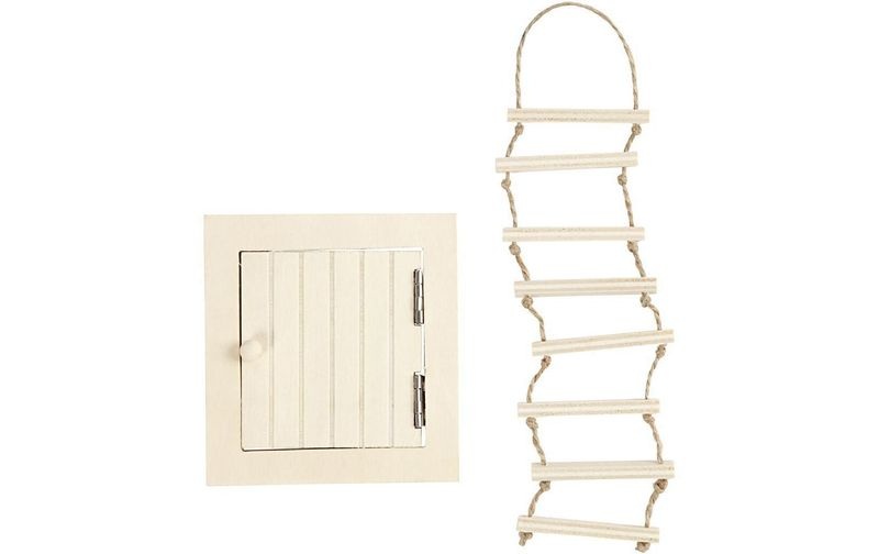 Creativ Company - Holzartikel Wichtel Dachluke und Strickleiter
