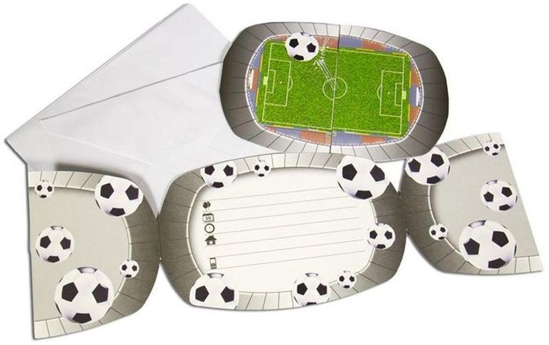 Folat Einladungskarte Fussball 17 x 17 cm, 8 Stück