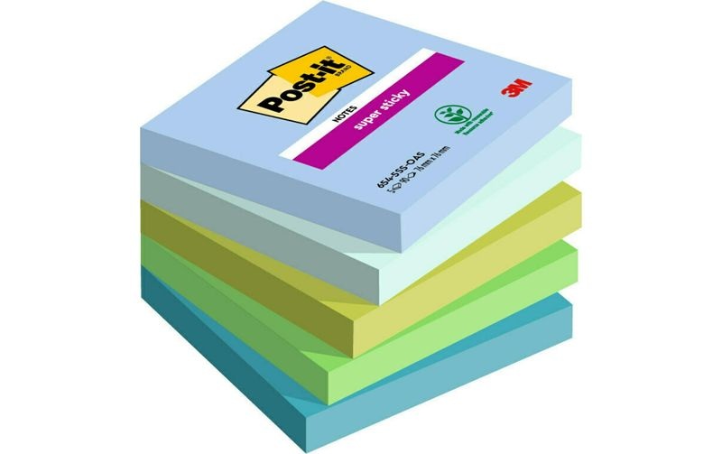 Post-it Super-Haftnotizen Oasis 76 x 76 mm Sortiert 90 Blatt 5 Stück