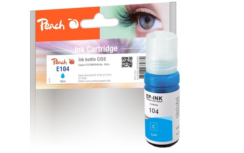 Peach Tintenbehälter cyan kompatibel zu Epson C13T00P240, 104 c