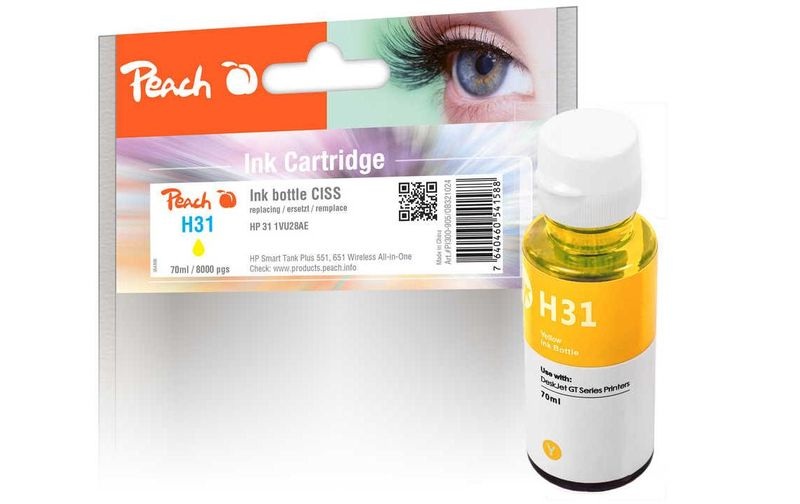 Peach Tintenbehälter gelb kompatibel zu HP 1VU28AE, 31 y
