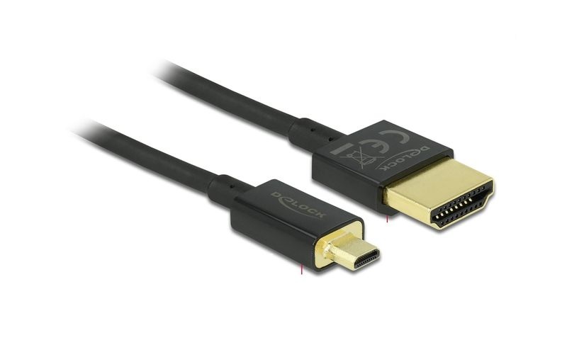 Delock HDMI Anschlusskabel [1x HDMI-Stecker - 1x HDMI-Stecker D Micro] 3 m Schwarz