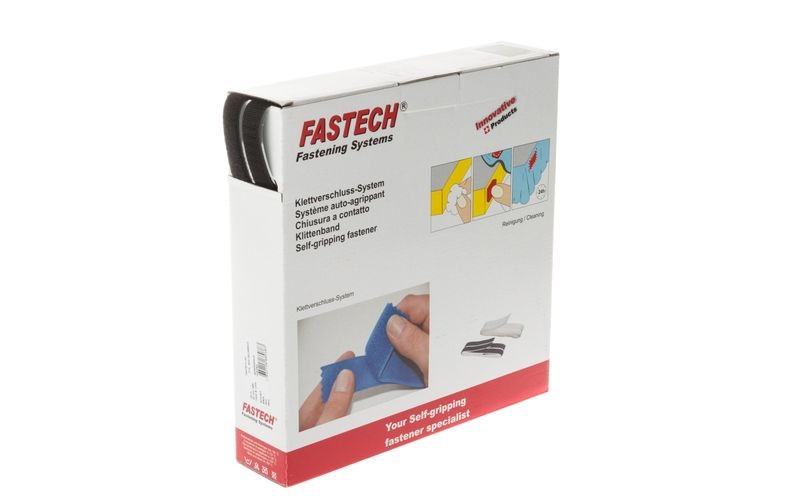 Fastech B20-SKL999925 Klettband zum Aufkleben Haft- und Flauschteil (L x B) 25000 mm x 20 mm Schwarz 25 m