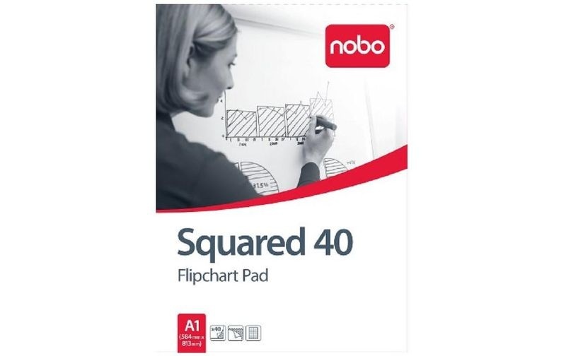 Nobo Wandmontierbares Kariertes Flipchart-Papier Perforiert A1 60gsm 40 Blatt