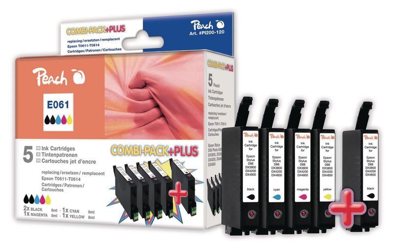 Peach Spar Pack Plus Tintenpatronen kompatibel zu Epson 2xT0611,T0612,T0613,T0614