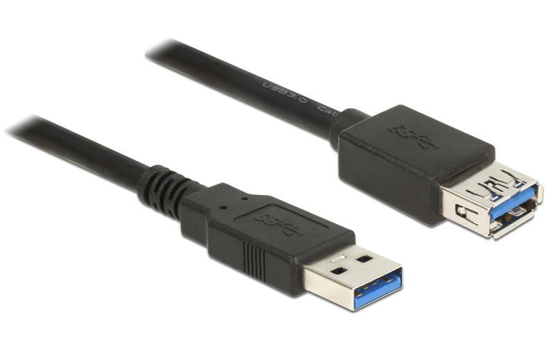 Delock USB 3.0 Verlängerungskabel [1x USB 3.0 Stecker A - 1x USB 3.0 Buchse A] 1 m Schwarz vergoldete Steckkontakte