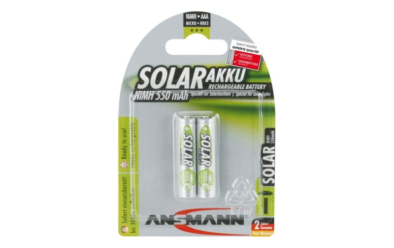 Solar NiMH Micro (AAA) Akku mit 550 mAh und maxE Technologie - 2 Stü