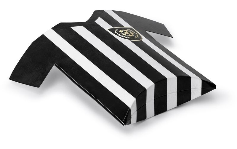 Partydeco Geschenkschachtel Fussballtrikot 6 Stück, Schwarz/Weiss