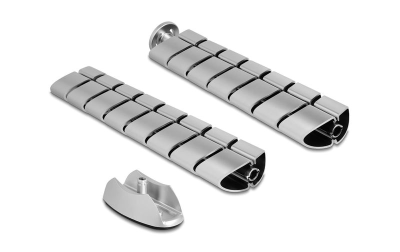 Kabelkanal für Schreibtisch 740 x 75 mm höhenverstellbar silber