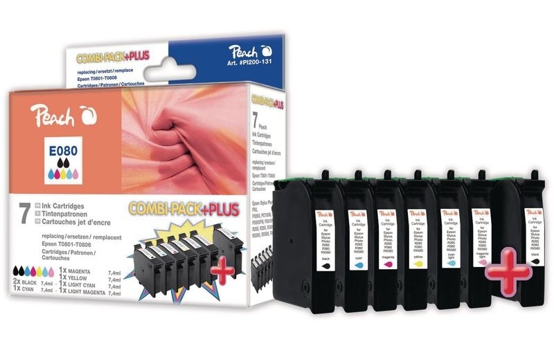 Peach Spar Pack Plus Tintenpatronen kompatibel zu Epson T0808 (2x T0801, T0802, T0803, T0804, T0805, T0806)