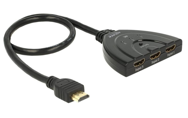 Switch 3x HDMI in > 1x HDMI out 4K, Kabel