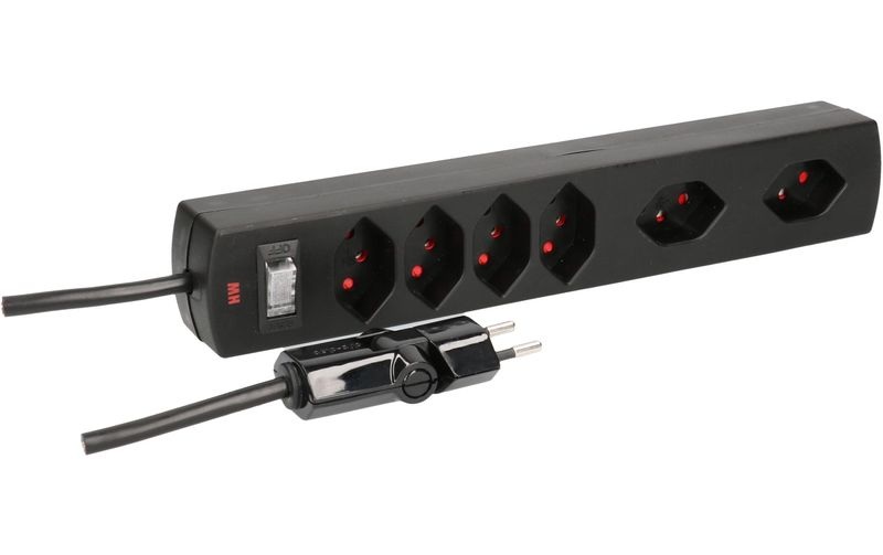 MH Safety-Line 114976 Steckdosenleiste mit Schalter 6fach Schwarz