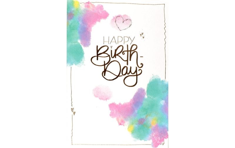 ABC Geburtstagskarte Happy Birthday Aquarell B6