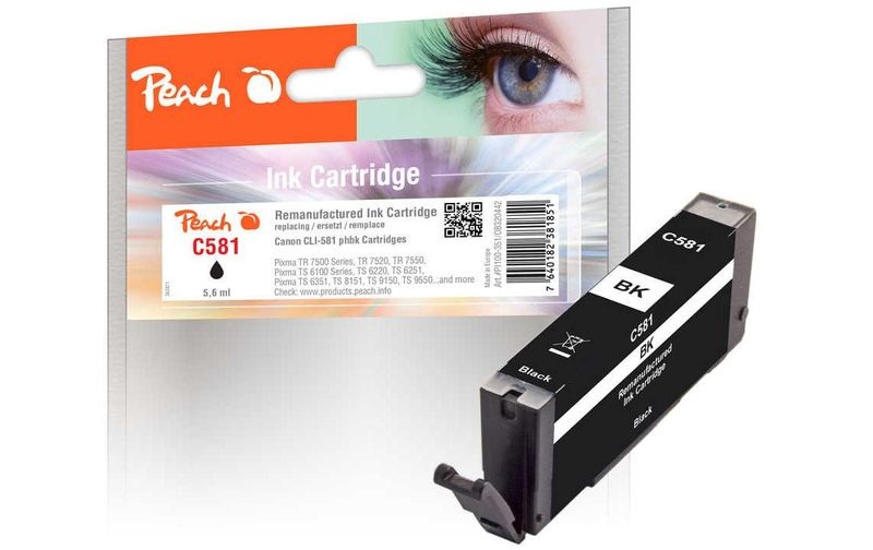 Peach Tintenpatrone foto schwarz kompatibel zu Canon CLI-581 bk