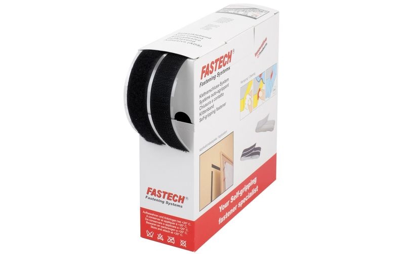 Fastech B20-SKL999910 Klettband zum Aufkleben Haft- und Flauschteil (L x B) 10000 mm x 20 mm Schwarz 10 m