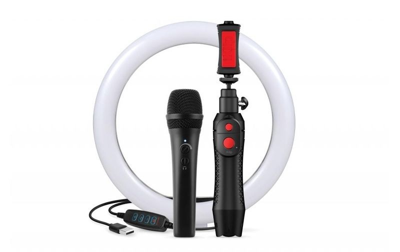 IK Multimedia iRig Video Creator HD Bundle Hand Handymikrofon Übertragungsart:Kabelgebunden inkl. Klammer, inkl. Stativ