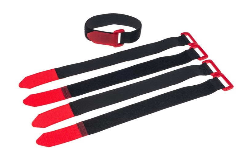 Fastech F101-25-300-5 Klettband mit Gurt Haft- und Flauschteil (L x B) 300 mm x 25 mm Schwarz, Rot 5 St.