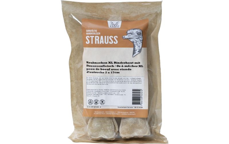 Kaufit Kauknochen Rind mit Straussenfleisch, 17 cm, 245 g, 2 Stück