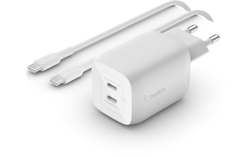 Belkin BOOST CHARGE PRO GaN - Netzteil - PPS- und GaN-Technologie - 65 Watt - Fast Charge, PD 3.0 - 2 Ausgabeanschlussstellen (2 x USB-C)