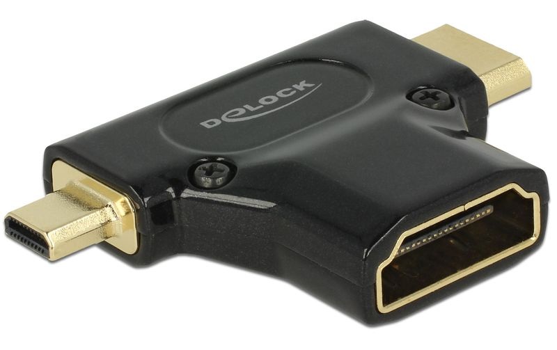 HDMI-A Buchse > HDMI-Mini C + HDMI-Micro D Stecker, Adapter