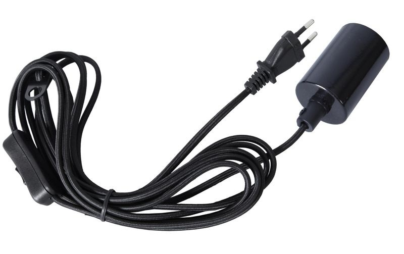 E27-Fassung Stil mit Kabel, schwarz
