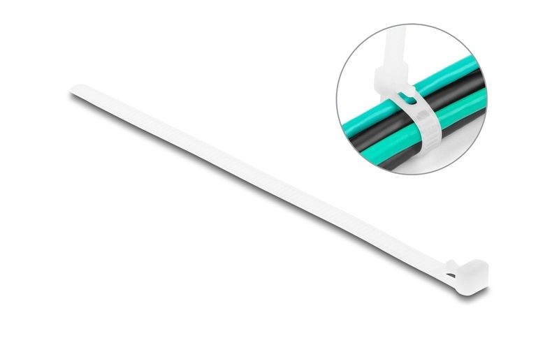 Delock Kabelbinder Weiss 200 mm x 7.2 mm, 100 Stück
