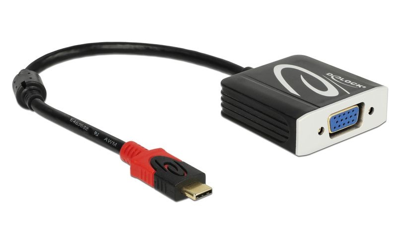 DeLock USB-C - VGA Adapter, Full HD, schwarz