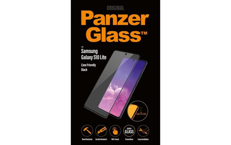 PanzerGlass - Samsung Galaxy S10 Lite Panzer Glas Display Schutzfolie Case Friendly mit Rahmen (7210) - Schwarz