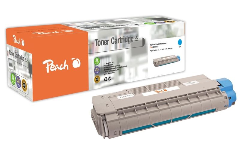 Peach Tonermodul cyan kompatibel zu OKI C5850, 43865723