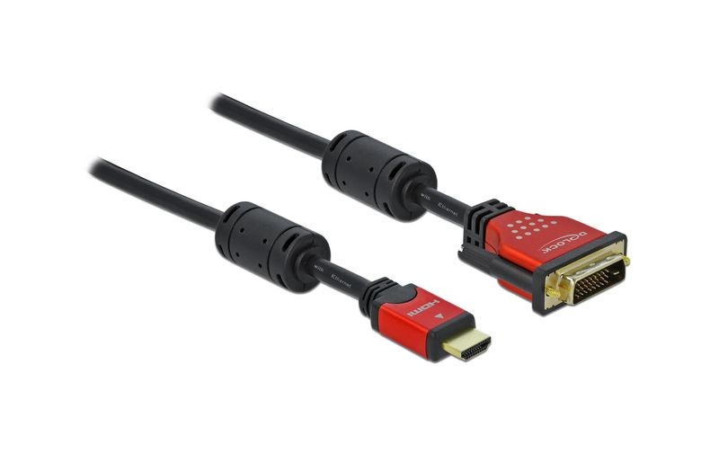 Delock HDMI / DVI Anschlusskabel [1x HDMI-Stecker - 1x DVI-Stecker 18+1pol.] 3 m Schwarz
